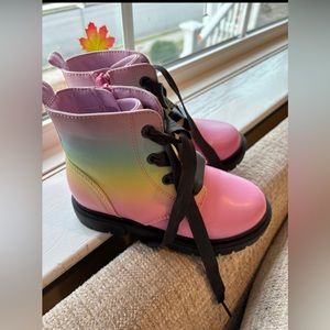 Target Girls' Amaya Rainbow Print Zipper Lace Up Combat Boots Size 10T